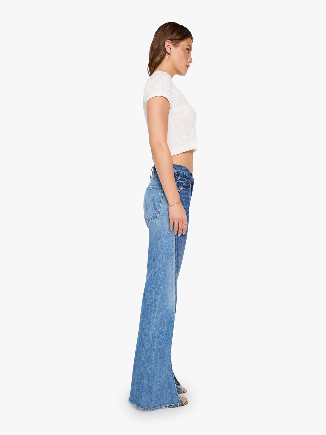 The Bookie Slit Twist Heel Fray Jeans in Double Take