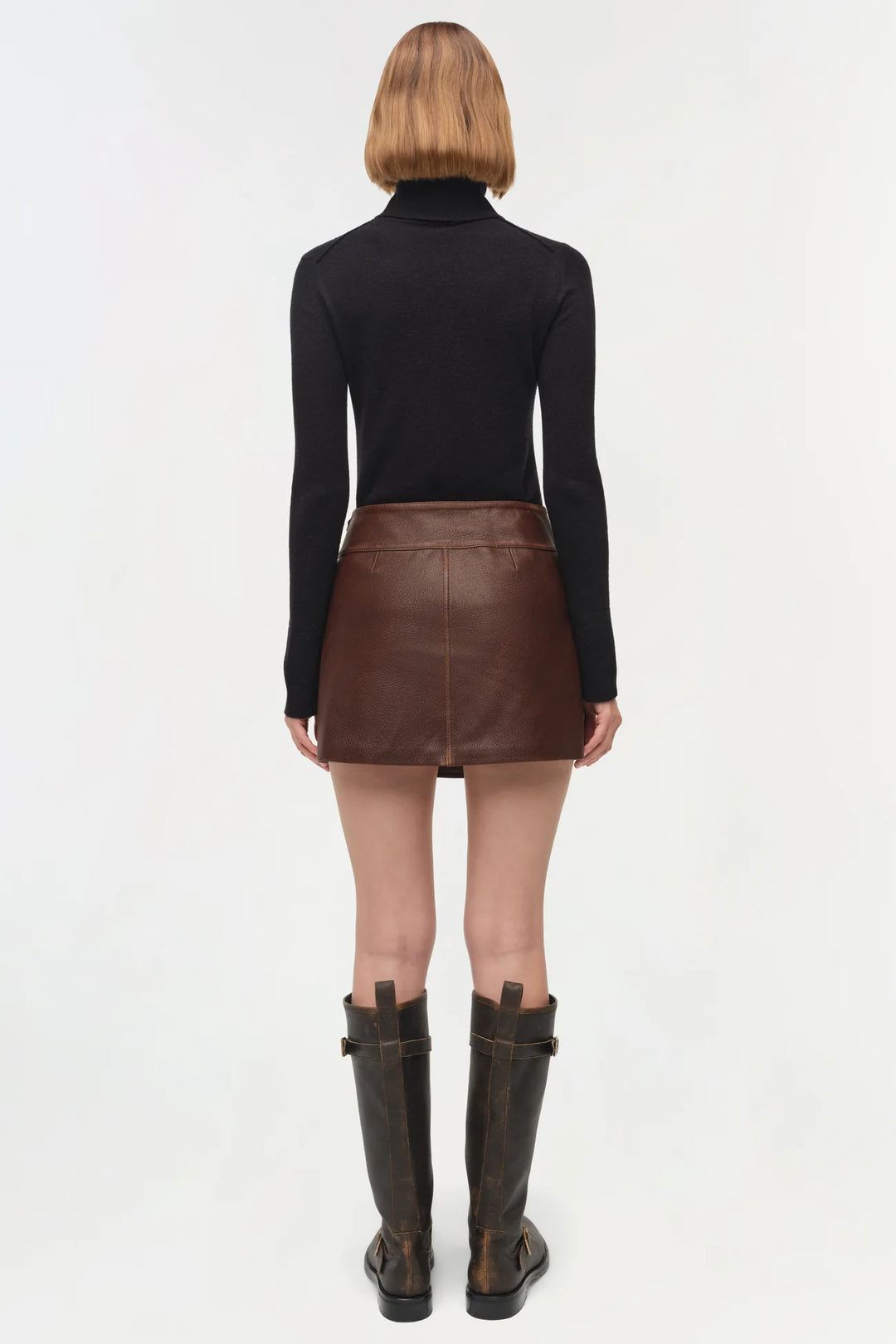 Madeline Leather Mini Skirt - Distressed Chocolate