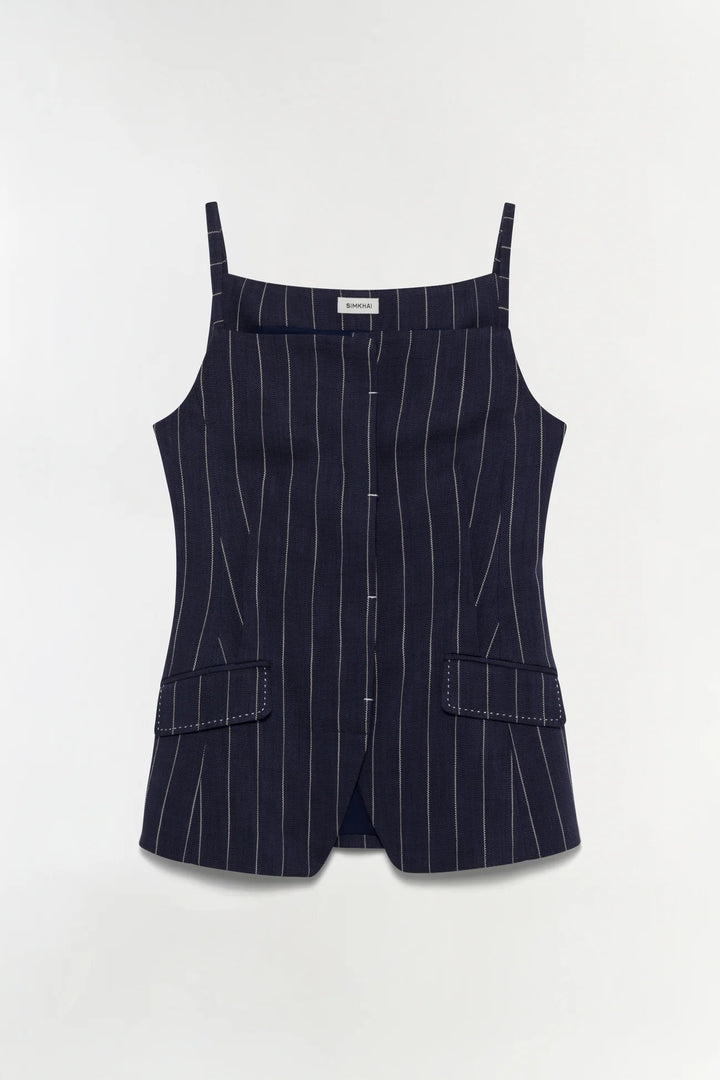 Edie Square Neck Top - Midnight Stripe