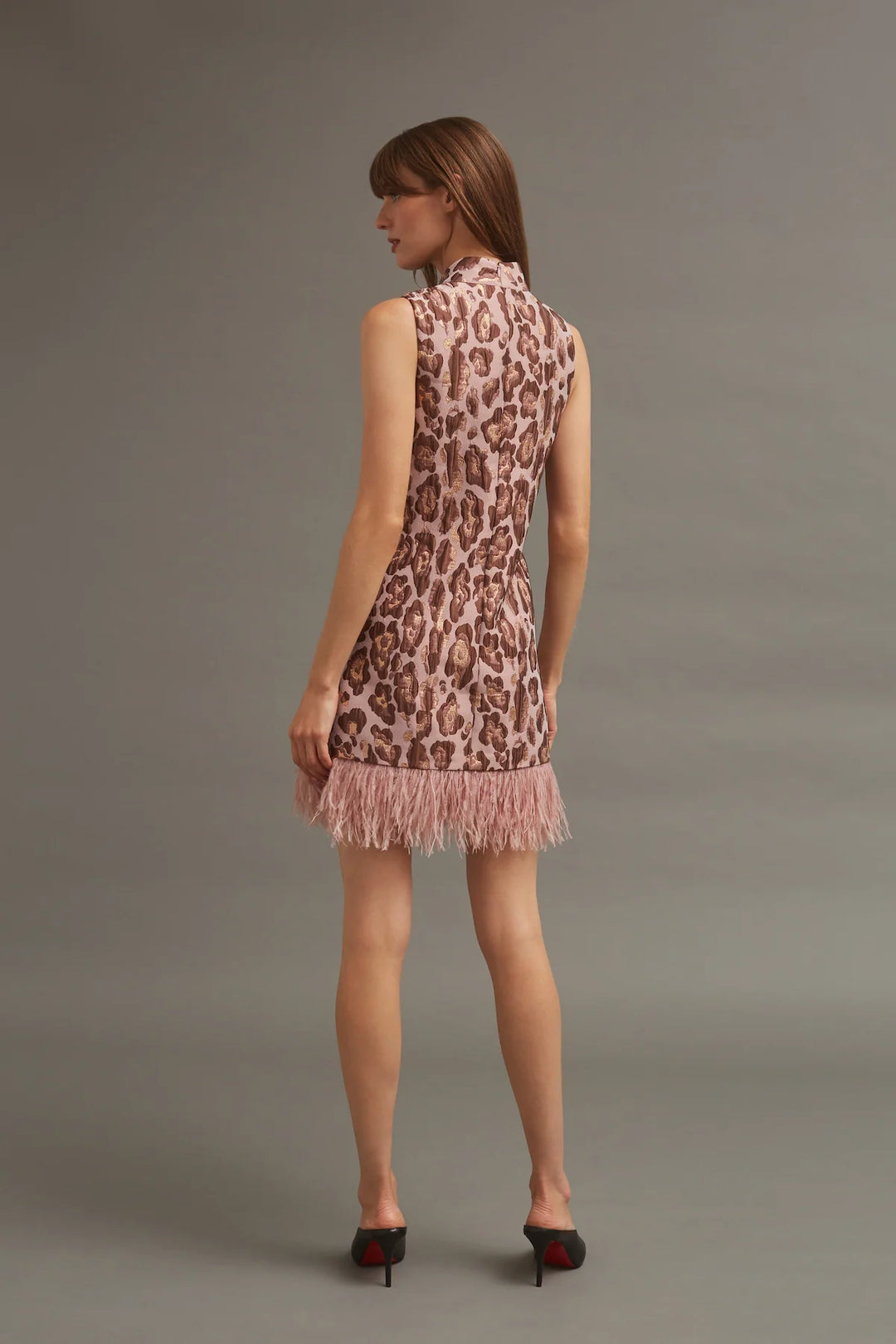 TAY DRESS - Painted Animal Blush Metallic Jacquard