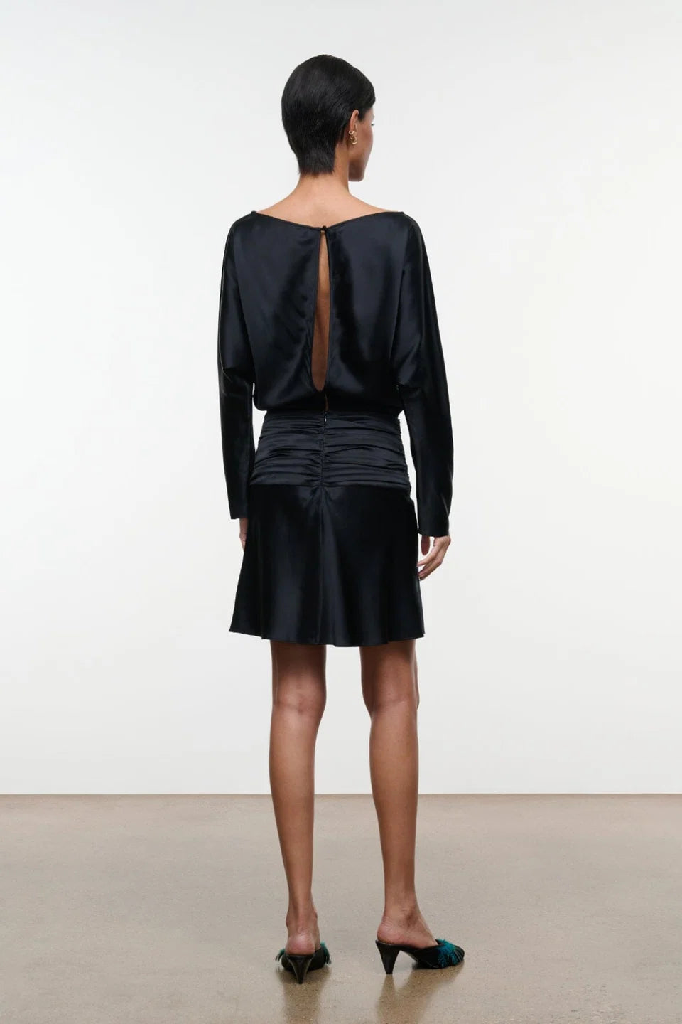 Freda Silk Mini Dress - Black
