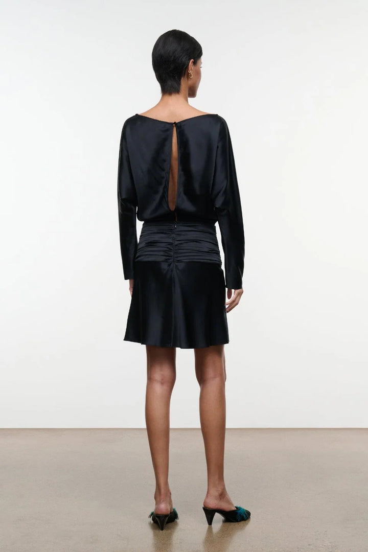 Freda Silk Mini Dress - Black