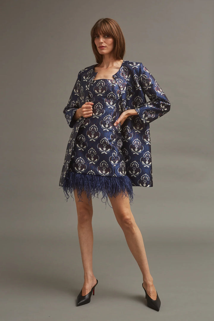 Carlie Mini Dress - Vintage Deco Navy