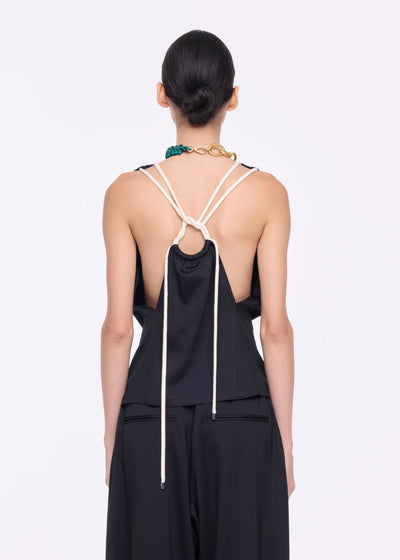 V-NECKLINE VISCOSE TOP - Black