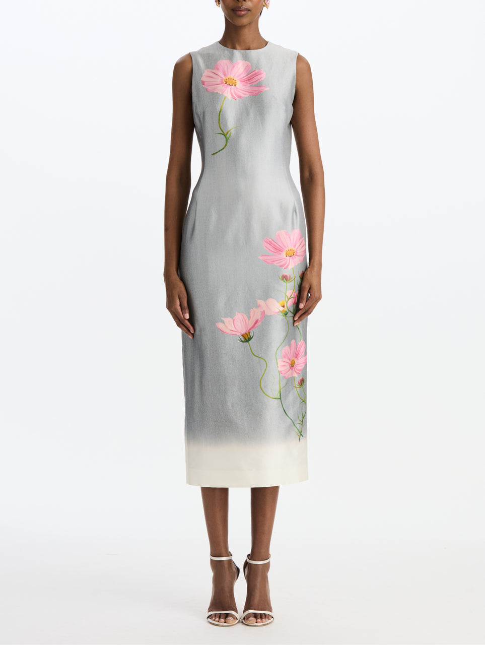 Sleeveless Cosmos Mikado Day Dress - Light Grey