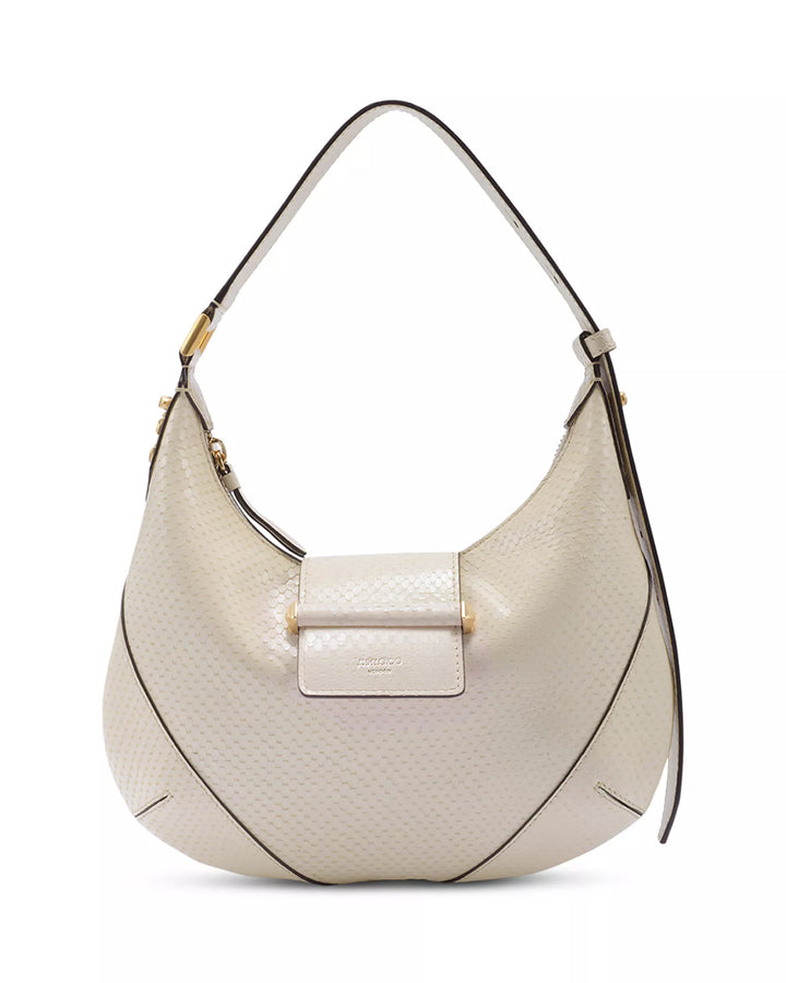Bar Snake-Embossed Leather Hobo Bag