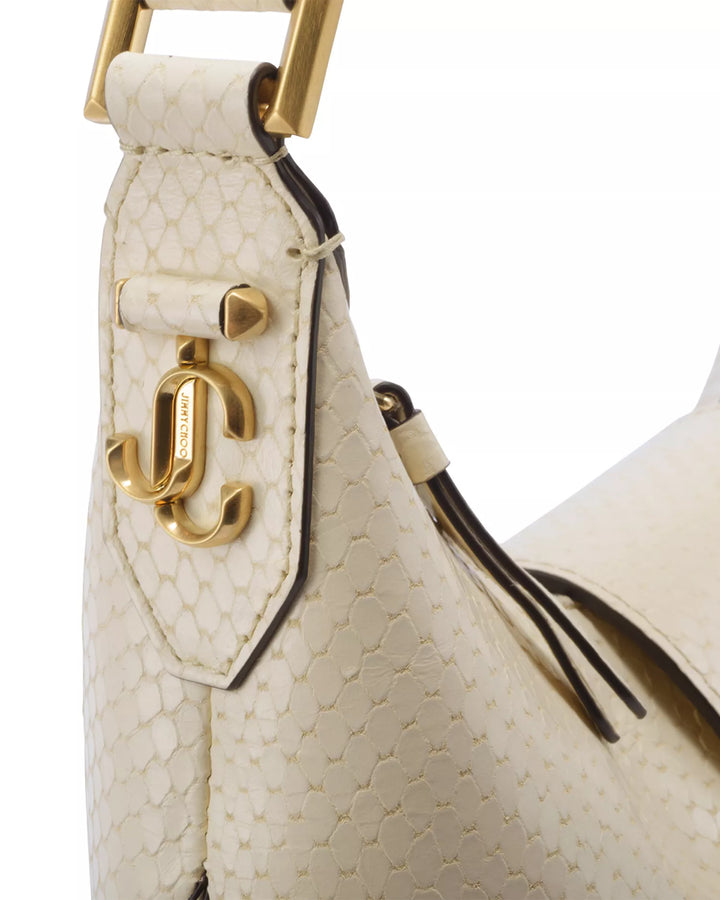 Bar Snake-Embossed Leather Hobo Bag