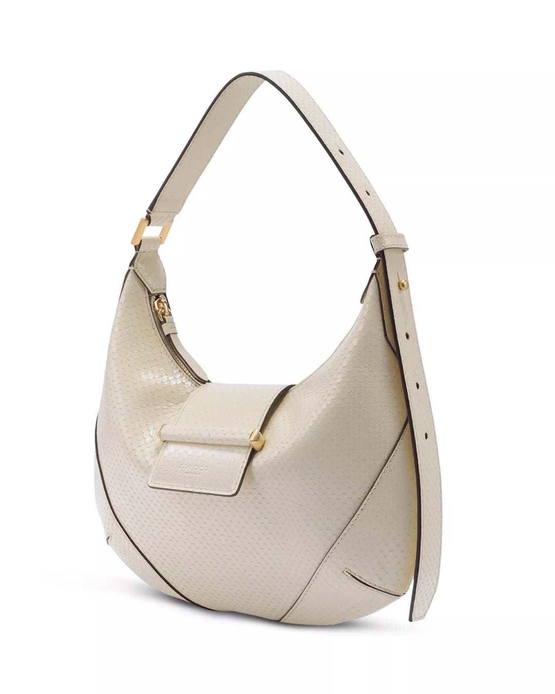 Bar Snake-Embossed Leather Hobo Bag