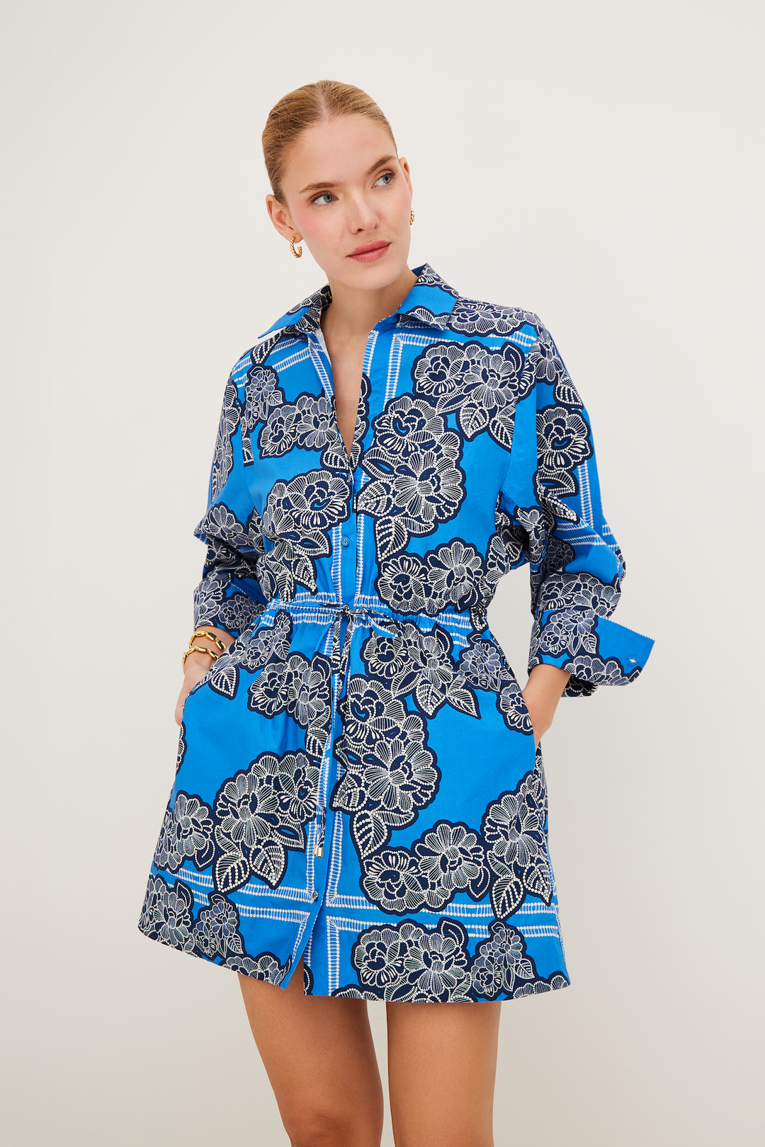 HENRY DRESS - Carved Petals Cobalt