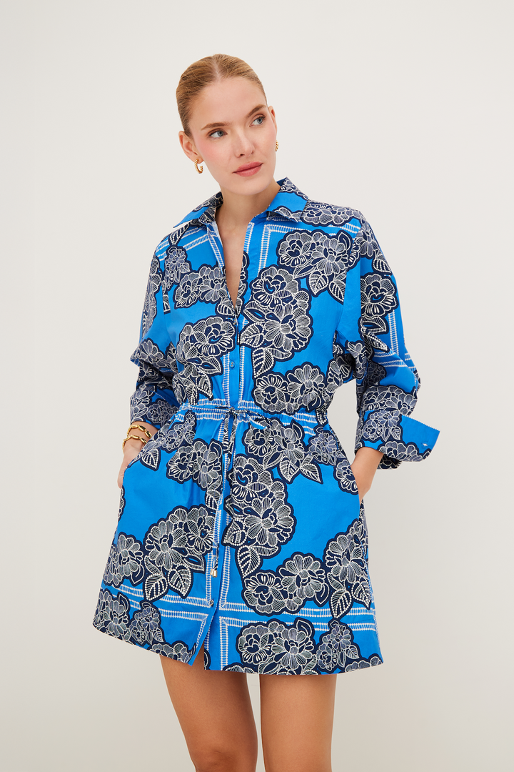 HENRY DRESS - Carved Petals Cobalt