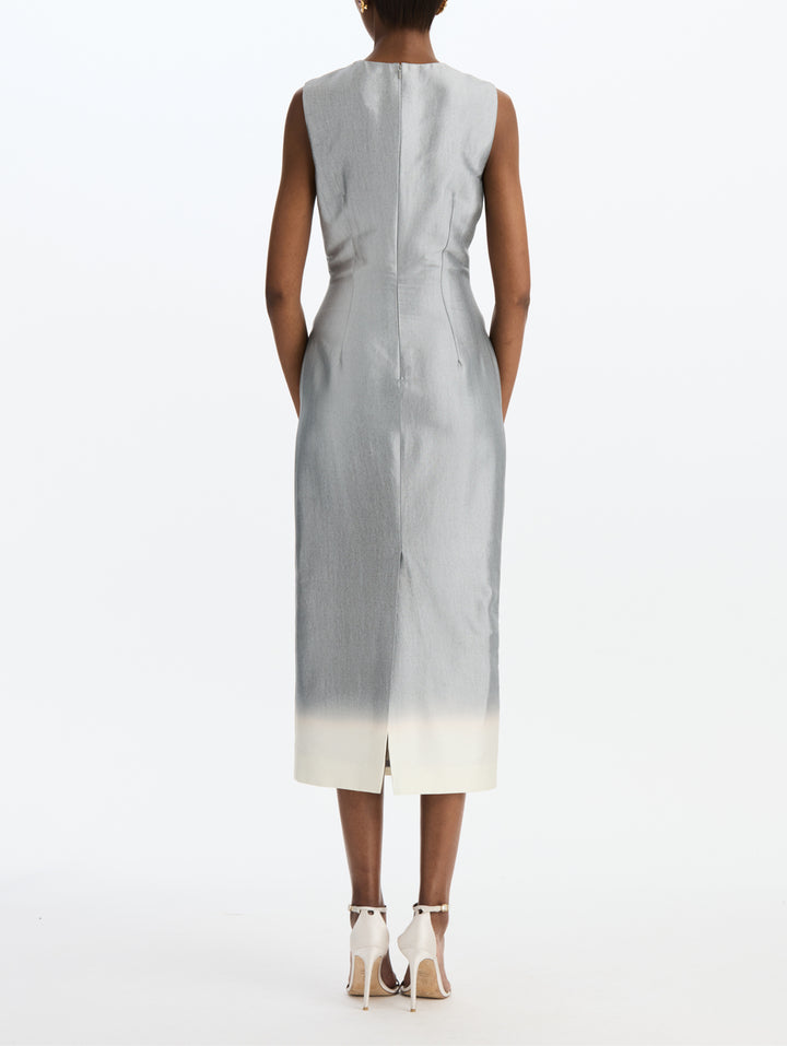 Sleeveless Cosmos Mikado Day Dress - Light Grey