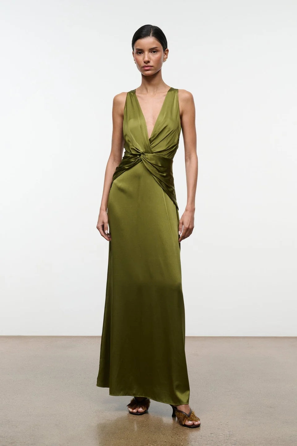 Selene Silk Dress - Kelly Green