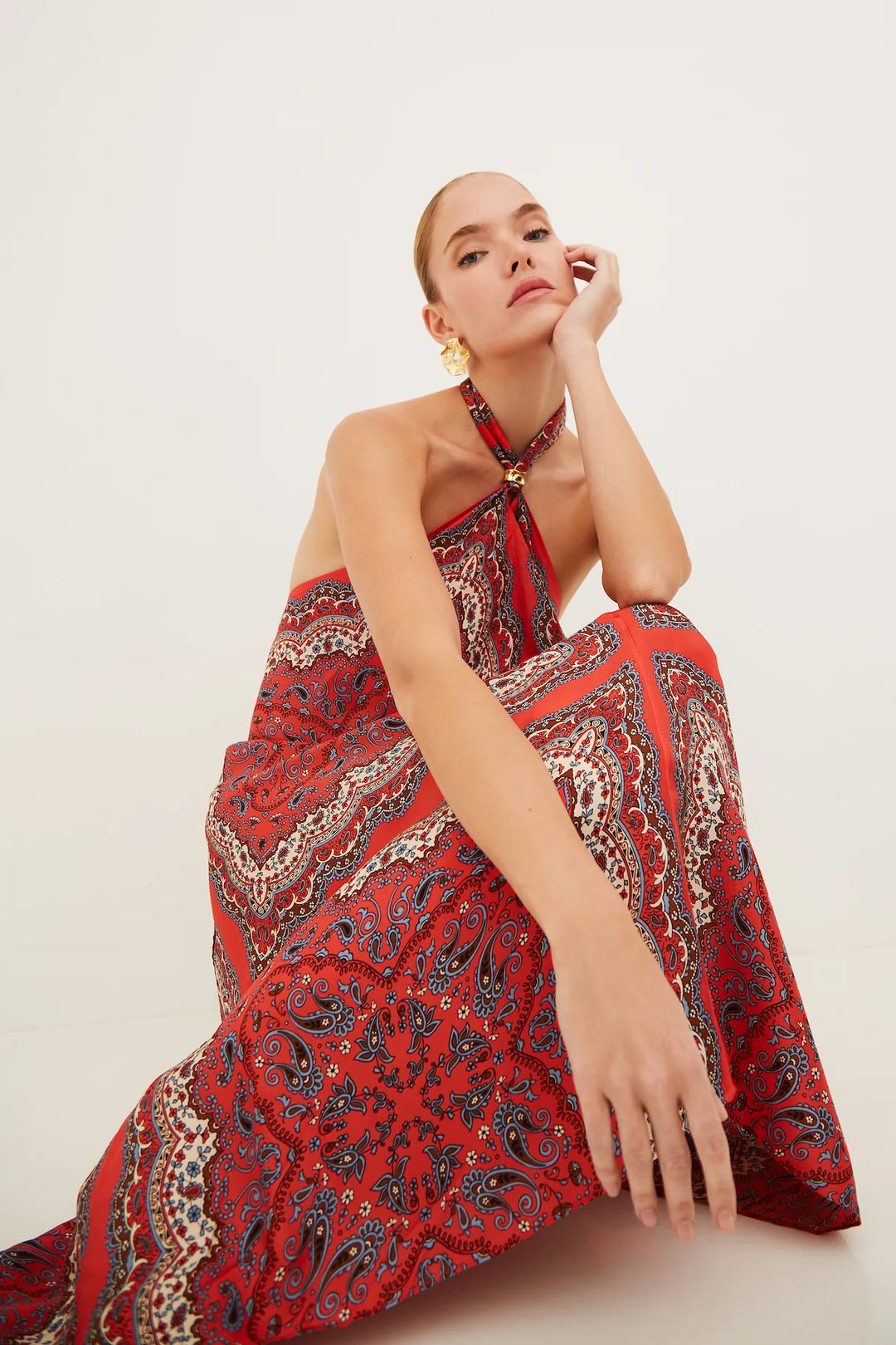 Twist Dress - Paisley Scarf Coral