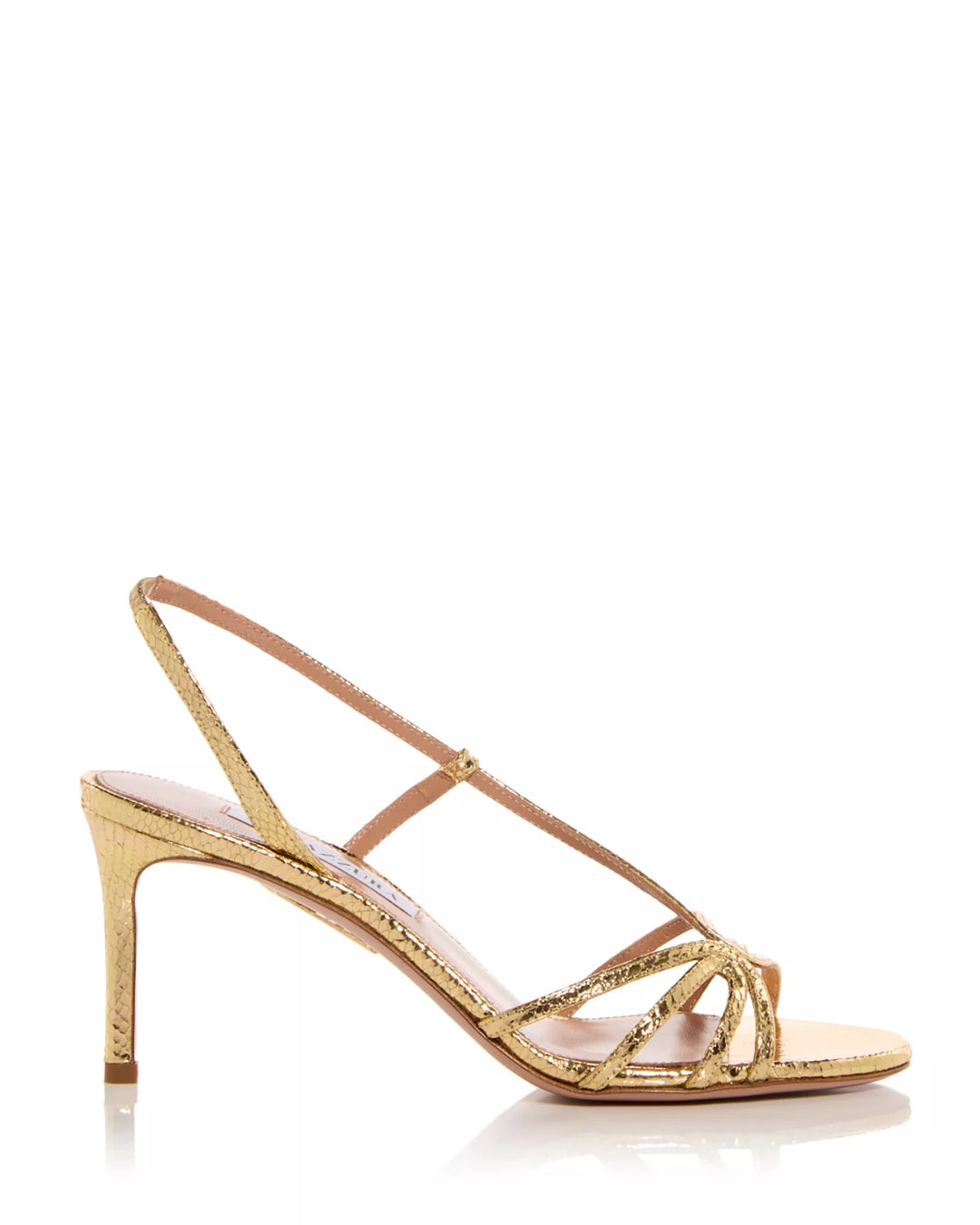 Talk To Me Snake-Embossed Leather Sandals - Gold
