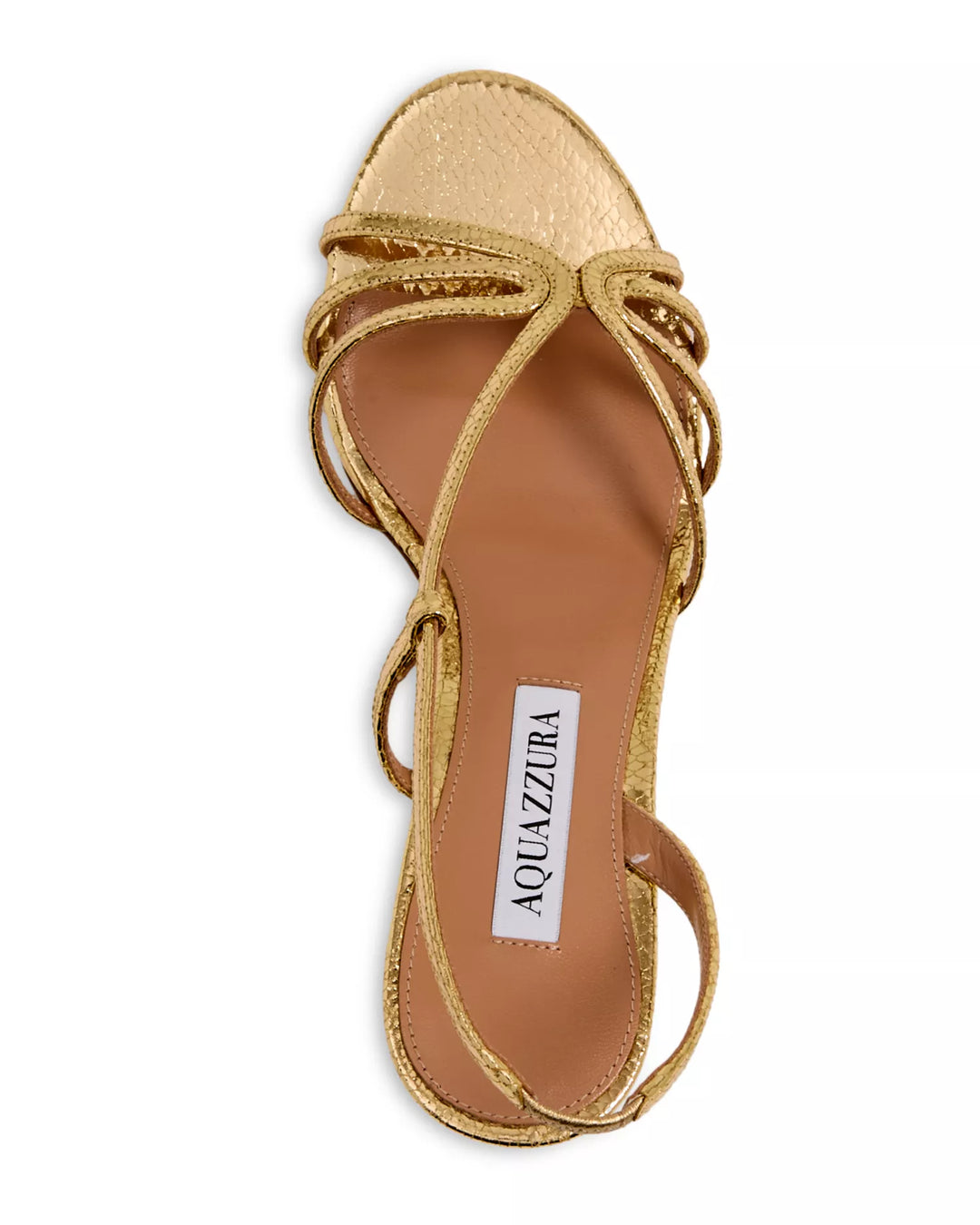 Talk To Me Snake-Embossed Leather Sandals - Gold