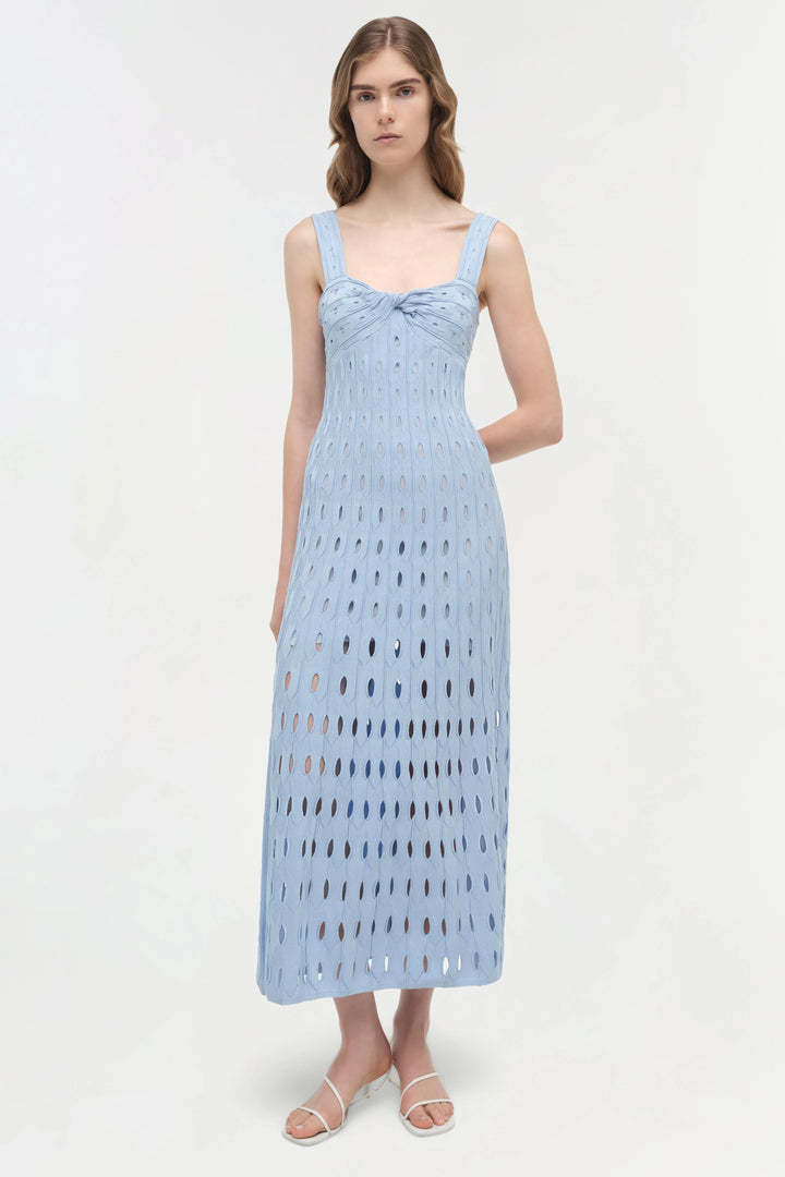 Christina Knit Midi Dress - Light Blue