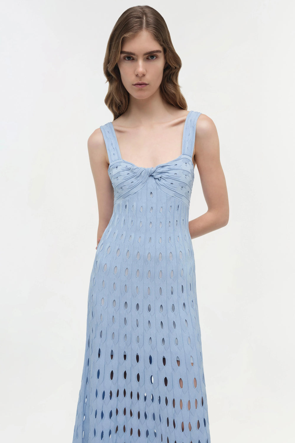 light blue knit midi dress Trendy Knit Button Front Midi Dress | Women's Clothing