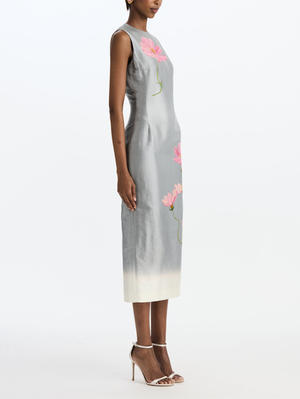 Sleeveless Cosmos Mikado Day Dress - Light Grey