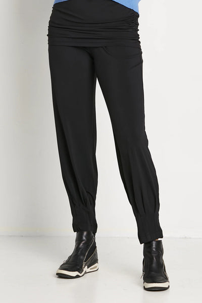 Matte Jersey Pinched Pleat Pants - Black