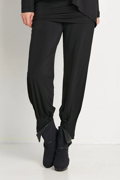 Matte Jersey Pinched Pleat Pants - Black