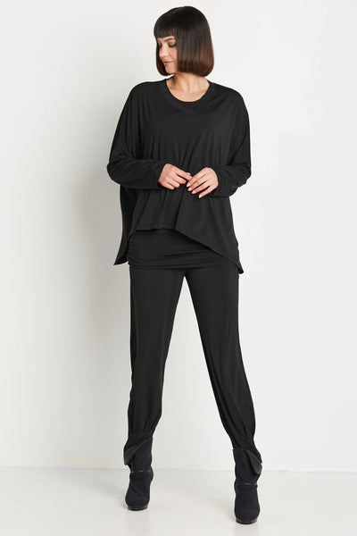 Matte Jersey Pinched Pleat Pants - Black