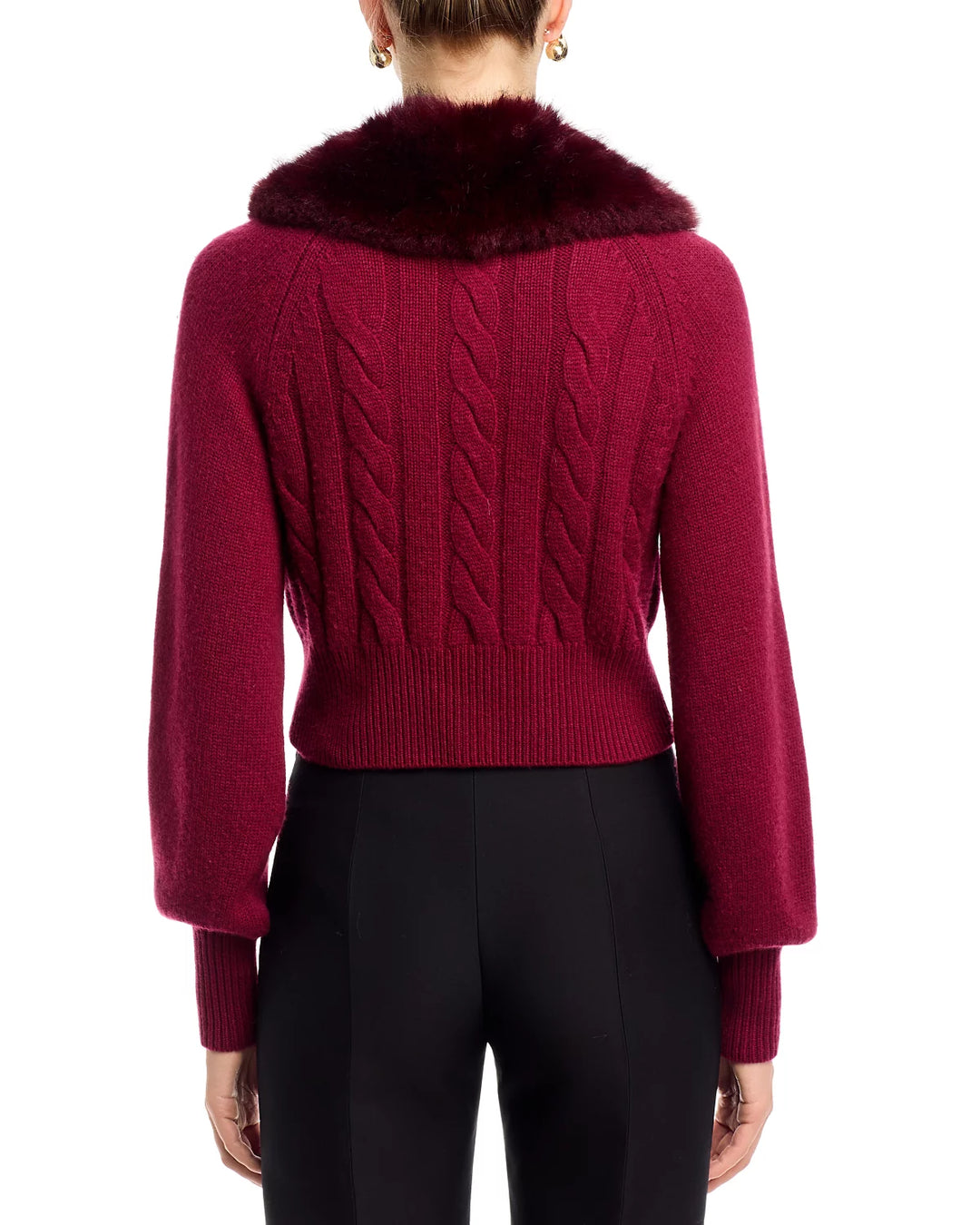 Rita Cable Knit with Fur Collar - Garnet