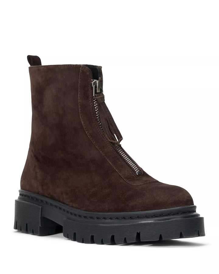 Miles Zip Ankle Boot - Dark Brown Suede