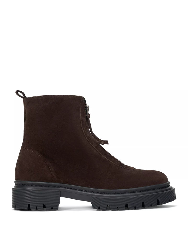 Miles Zip Ankle Boot - Dark Brown Suede