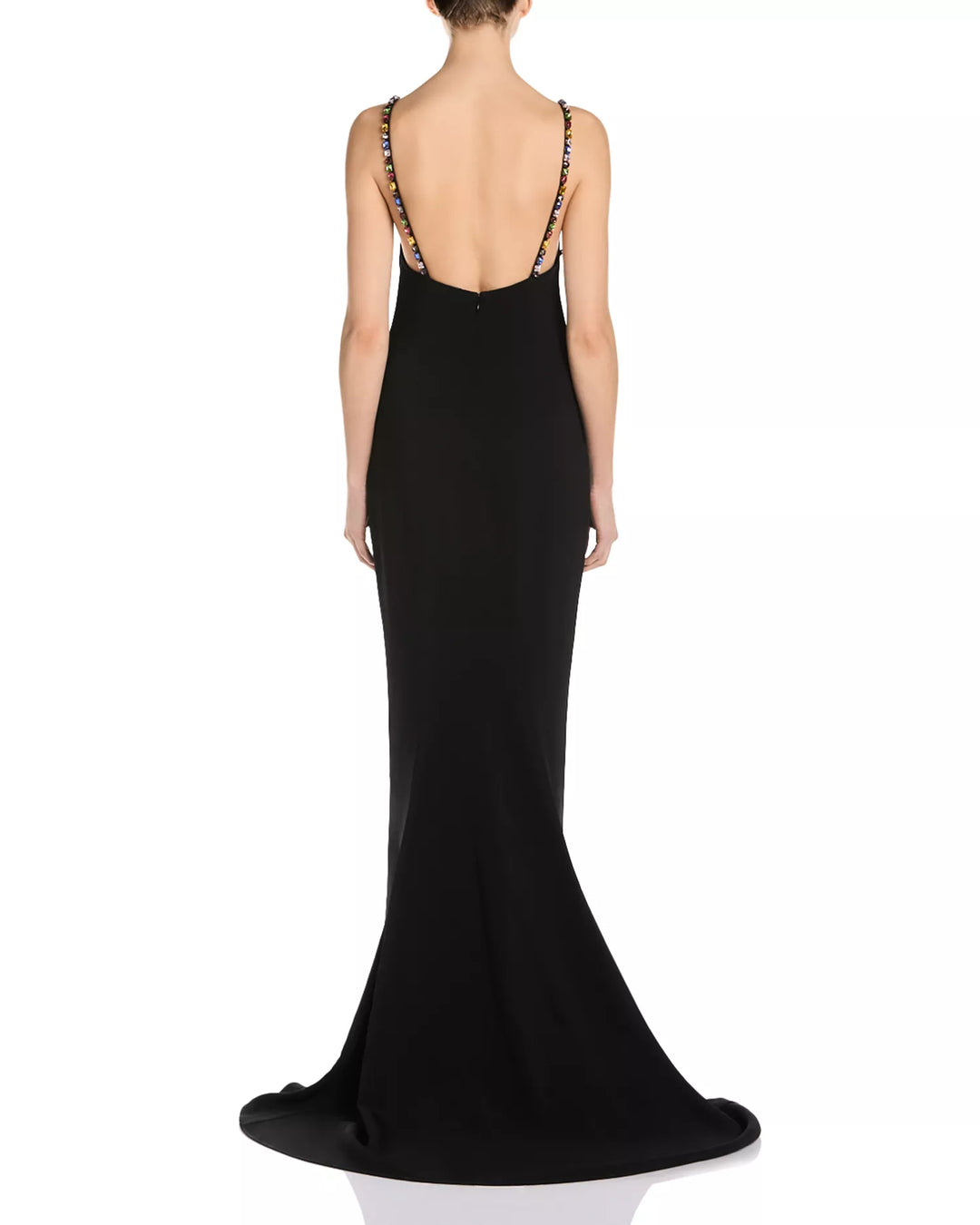 Embellished V Neck Gown - Black