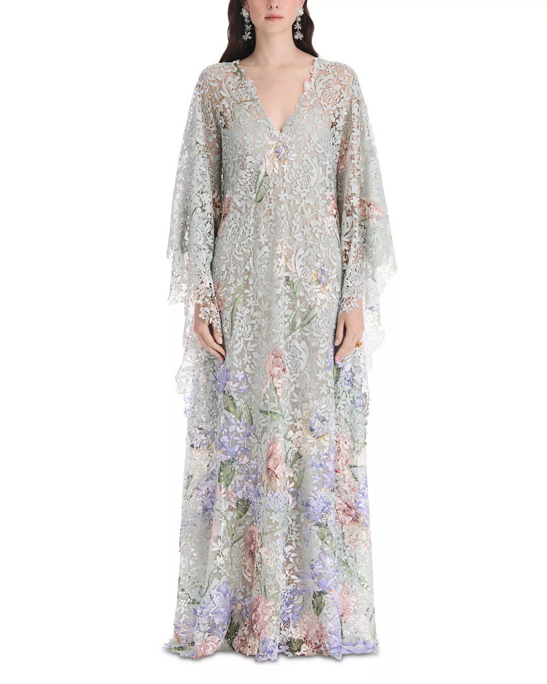 Oscar de la Renta Iris Print Lace Dress