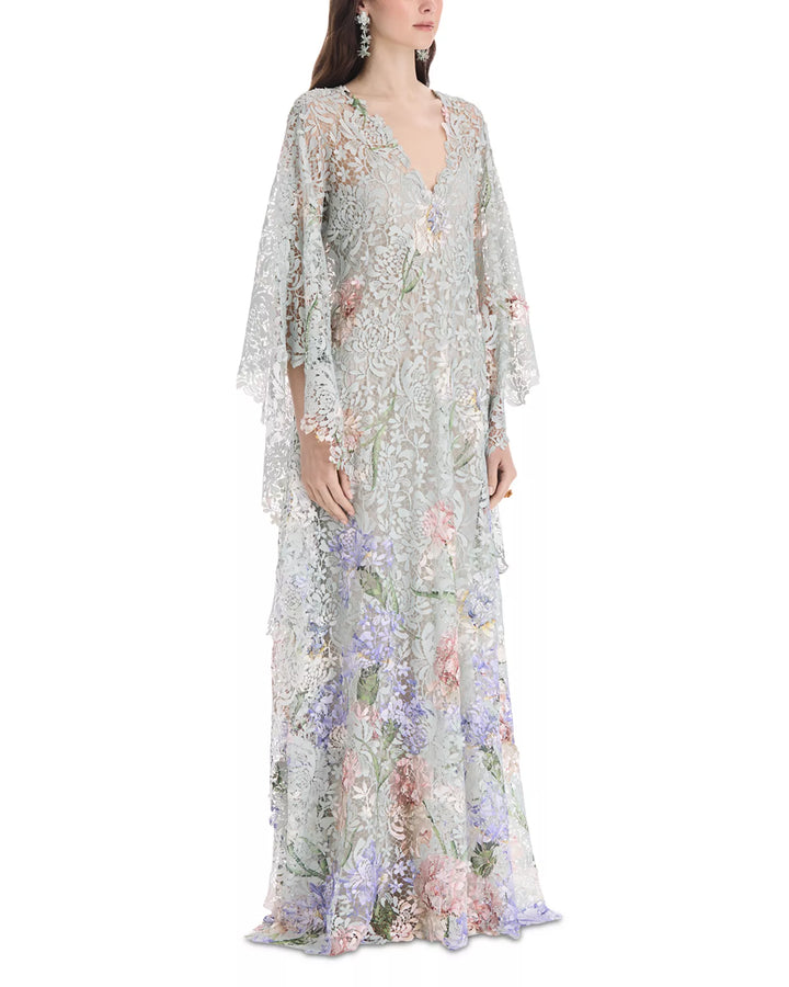 Oscar de la Renta Iris Print Lace Dress