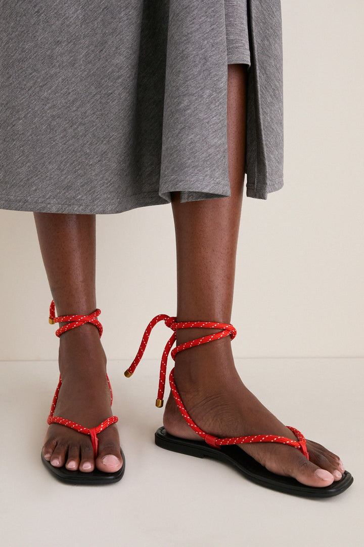 Carmina Cord Sandals - Red