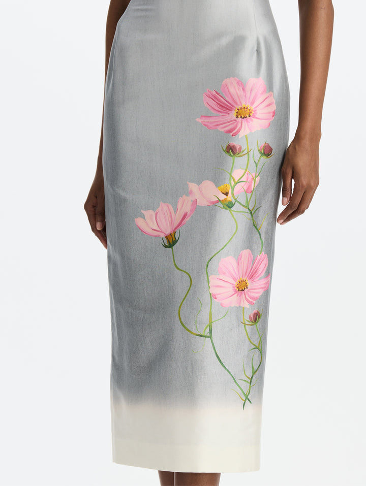 Sleeveless Cosmos Mikado Day Dress - Light Grey