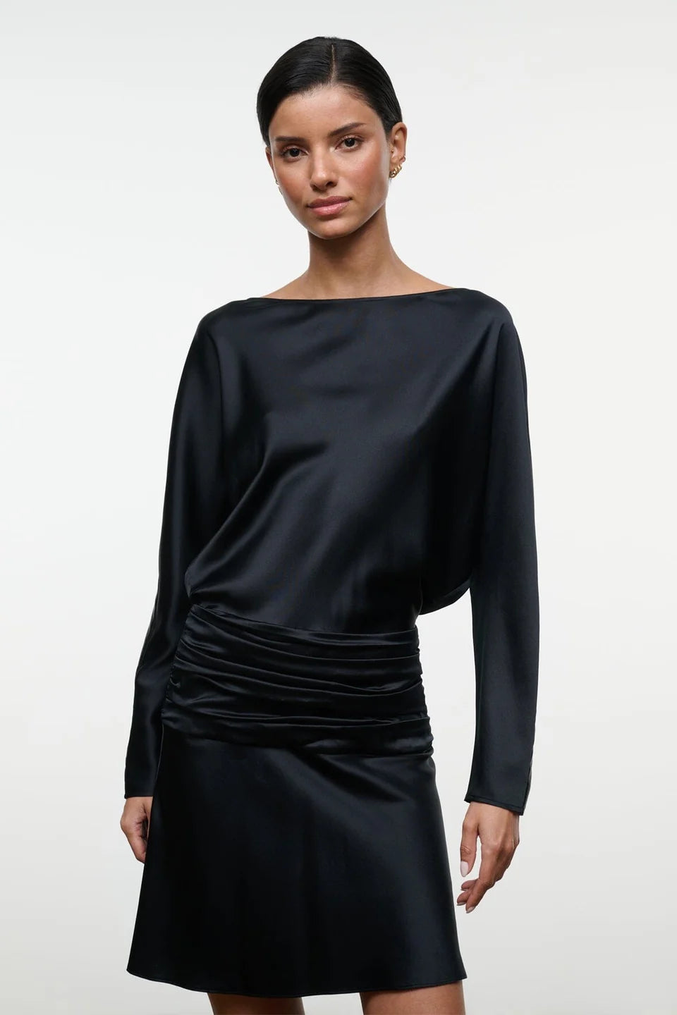 Freda Silk Mini Dress - Black