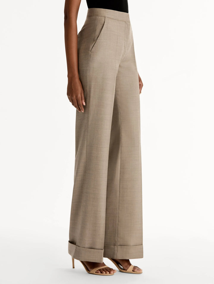 Wool- Blend Wide Leg Pant - Taupe