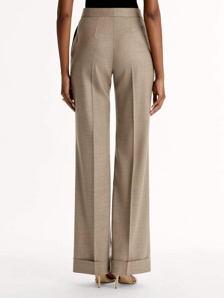 Wool- Blend Wide Leg Pant - Taupe