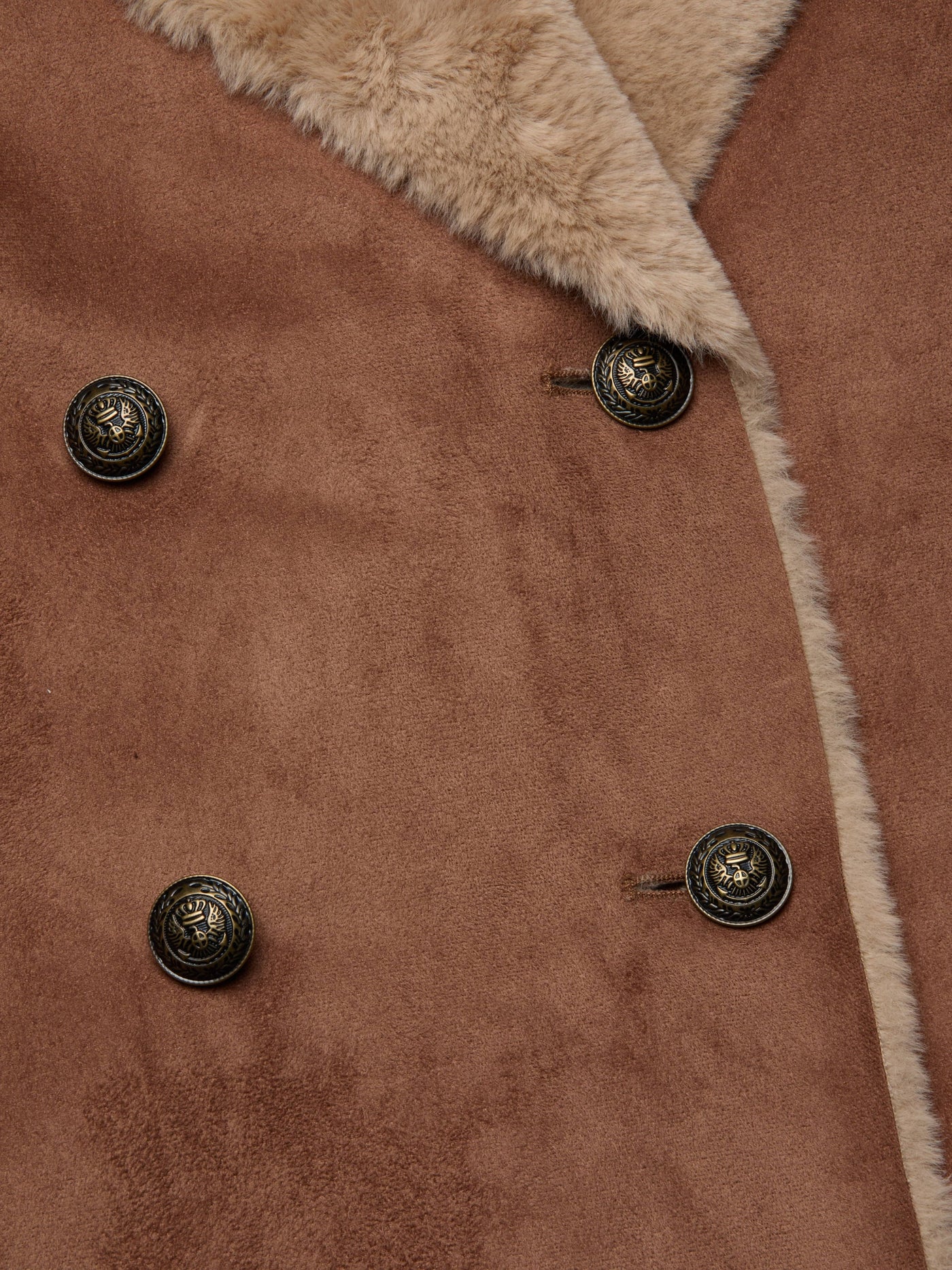 Citron Faux Fur Maxi Coat - Sepia Brown/Light Almond