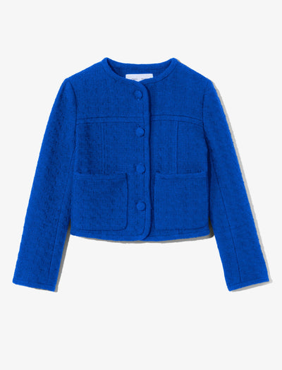 Tweed Cropped Jacket - Royal Blue