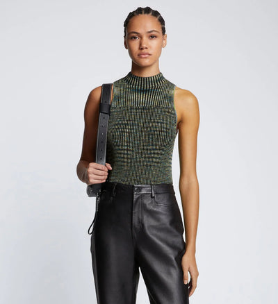 Space Dye Rib Knit Tank Top - Navy/Blue/Lime