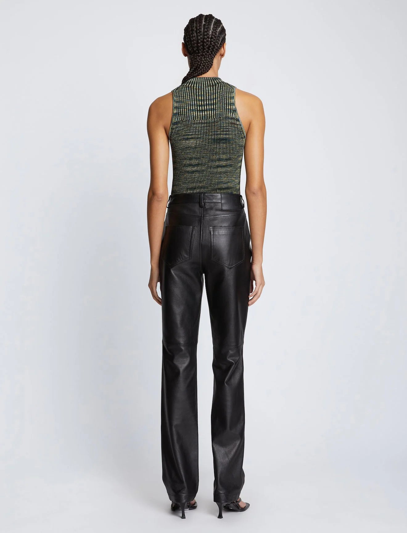 Space Dye Rib Knit Tank Top - Navy/Blue/Lime