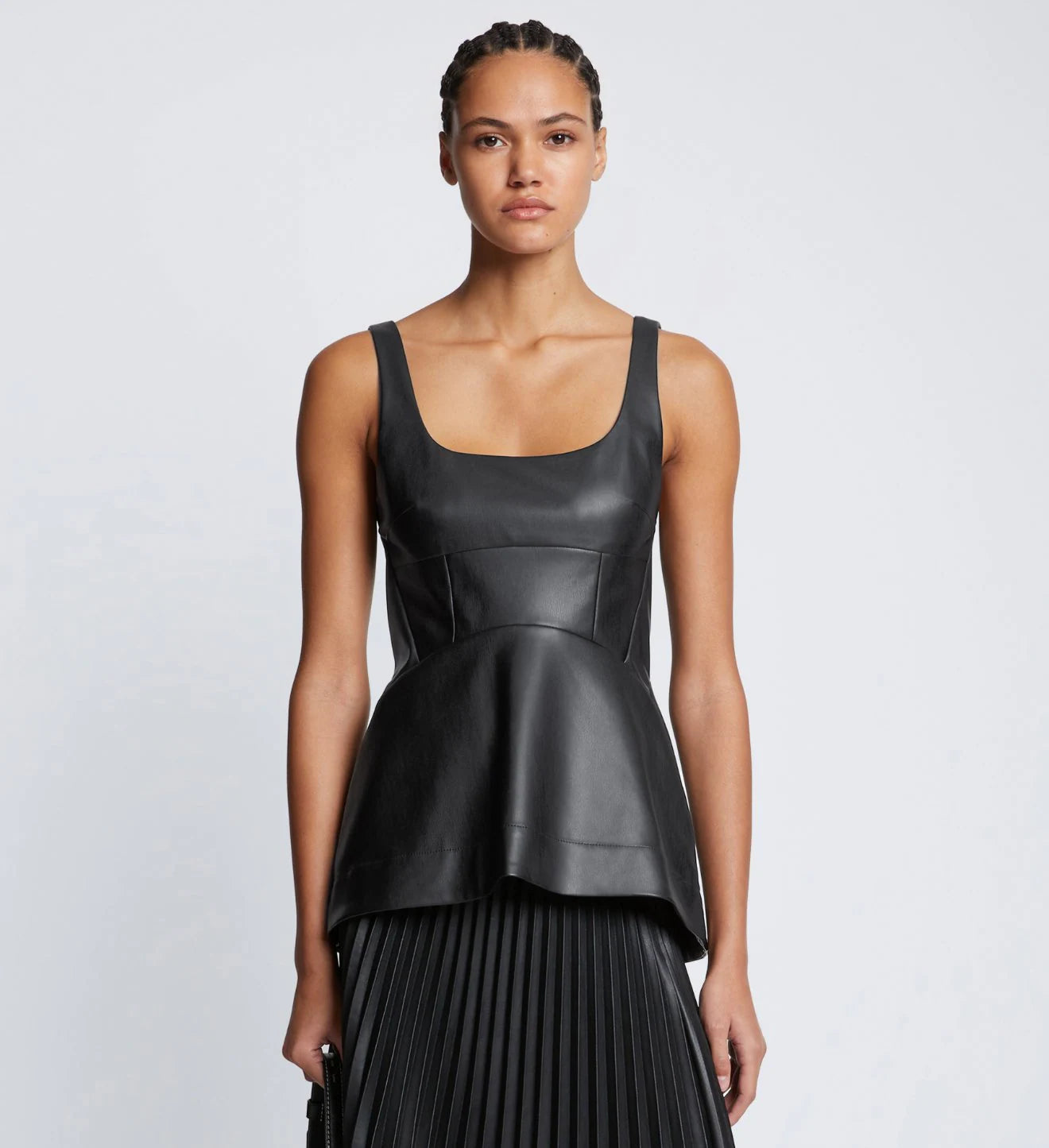 Faux Leather Bustier Top - Black