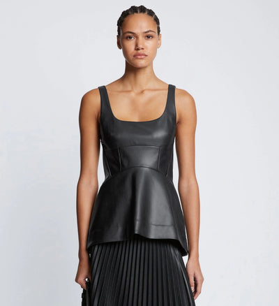 Faux Leather Bustier Top - Black