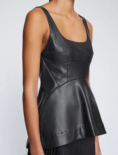 Faux Leather Bustier Top - Black