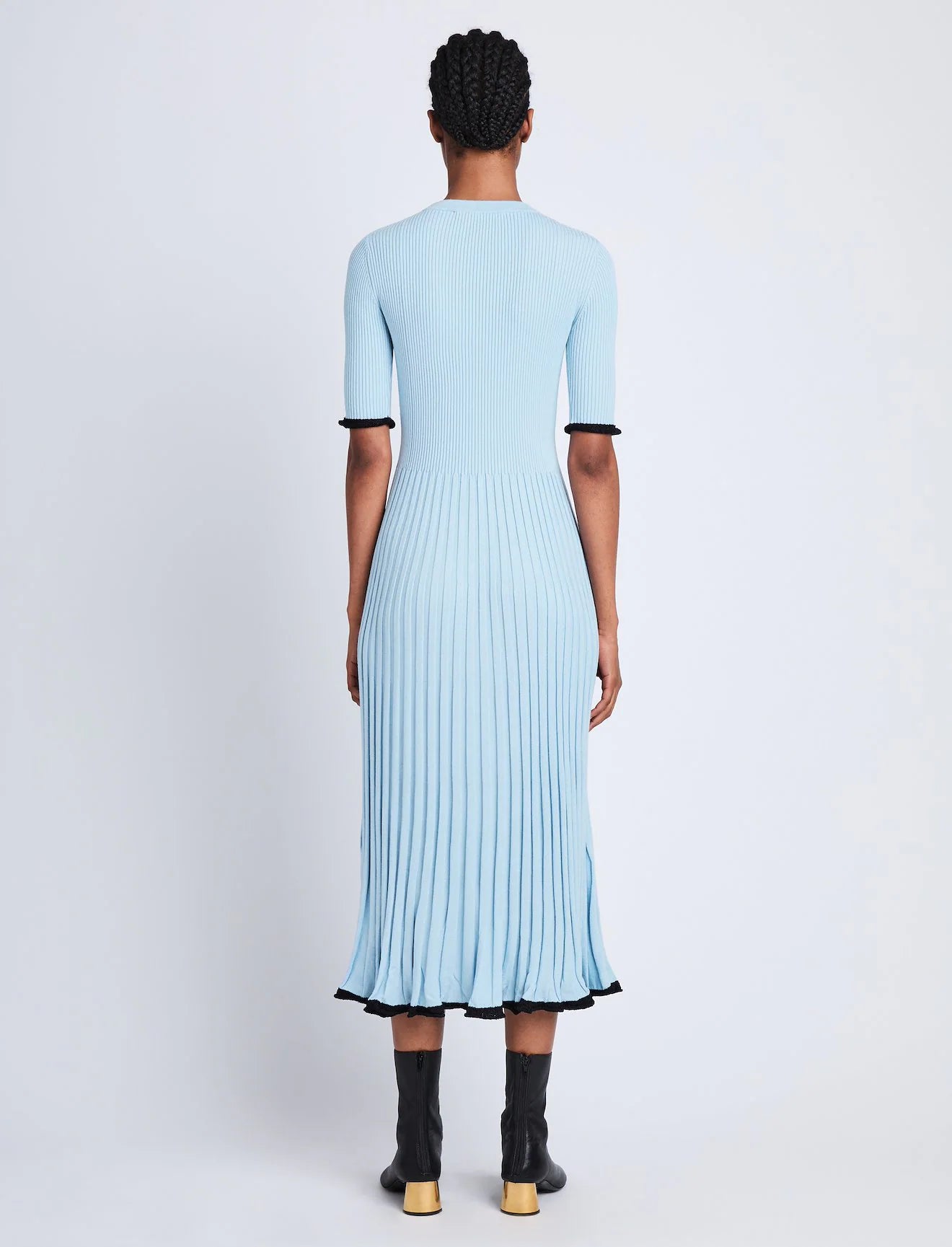 Silk Cashmere Rib Knit Dress - Light Blue
