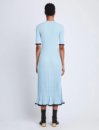 Silk Cashmere Rib Knit Dress - Light Blue