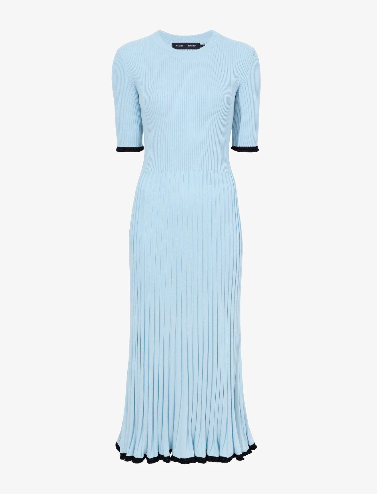 Silk Cashmere Rib Knit Dress - Light Blue