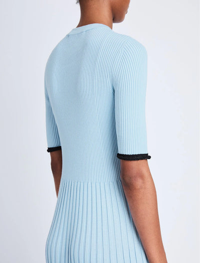 Silk Cashmere Rib Knit Dress - Light Blue