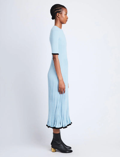 Silk Cashmere Rib Knit Dress - Light Blue