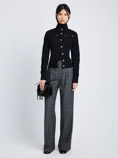 Plaid Suiting Wide Leg Pants - Black/Offwhite/Citron