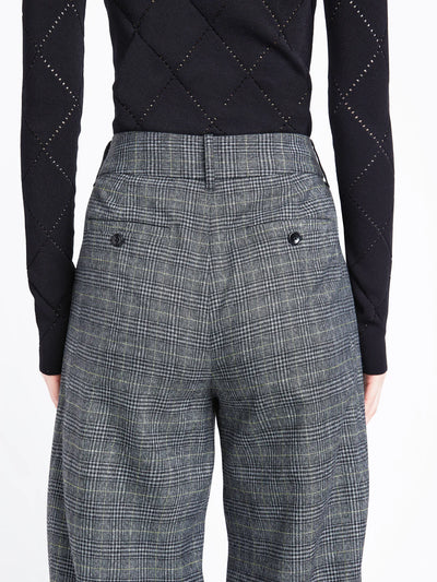 Plaid Suiting Wide Leg Pants - Black/Offwhite/Citron